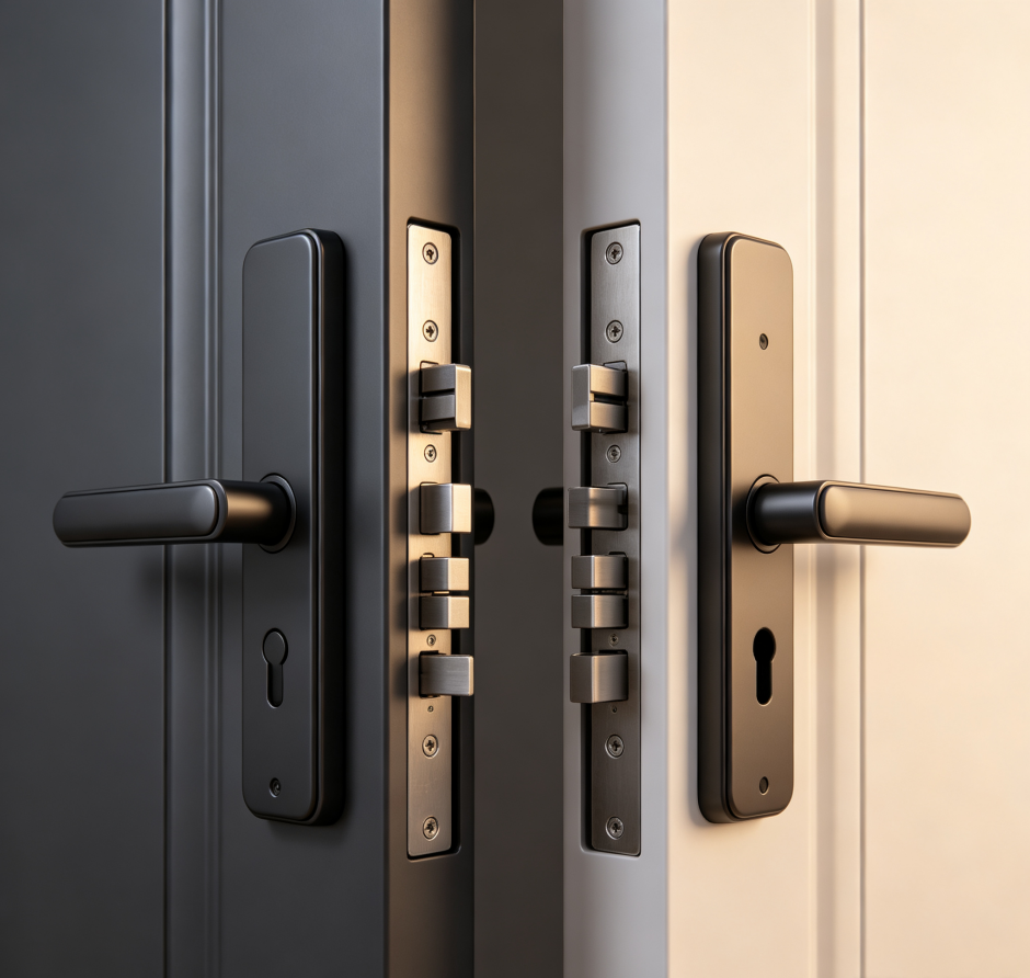 Synchronized installation of primary and secondary locks for double doors