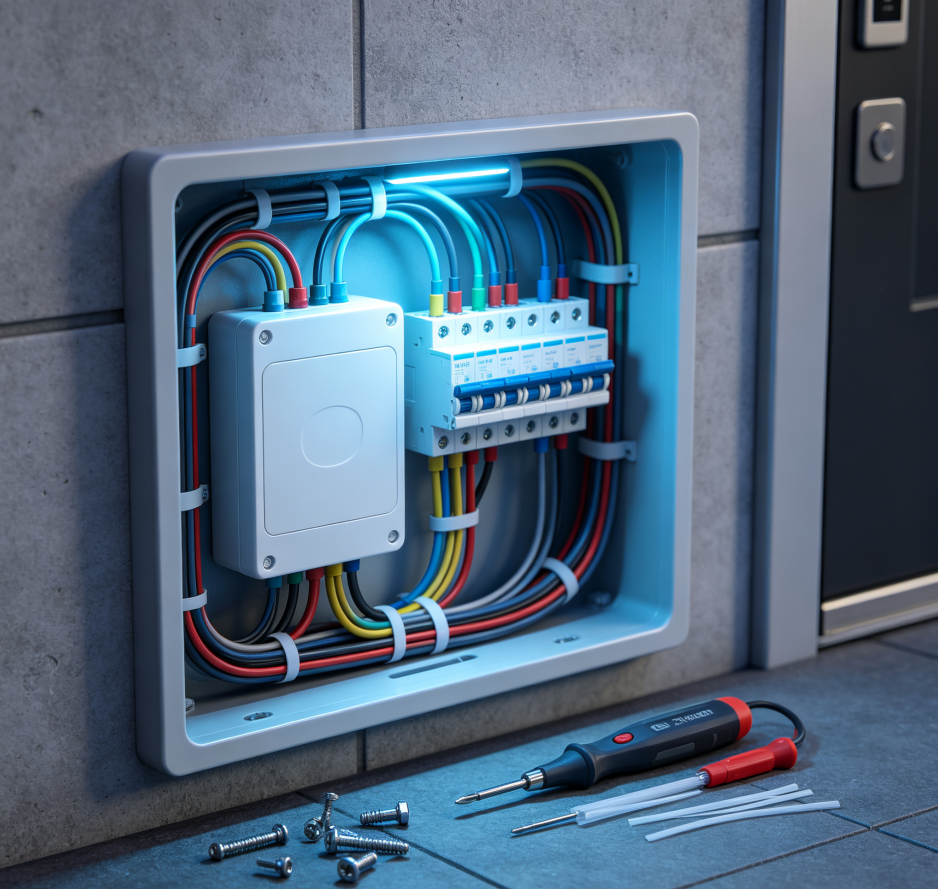 Inspection and organization of access control power wiring - Image 2