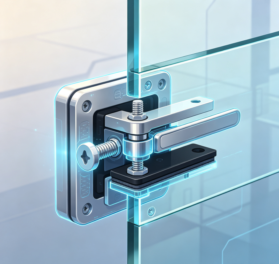 Anti-vibration reinforcement for glass door clamp locks - Image 2