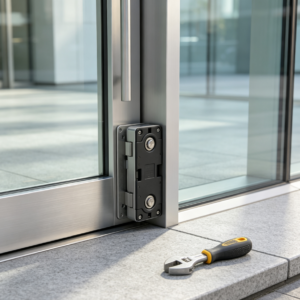 Installation of floor-spring lock bodies for glass doors