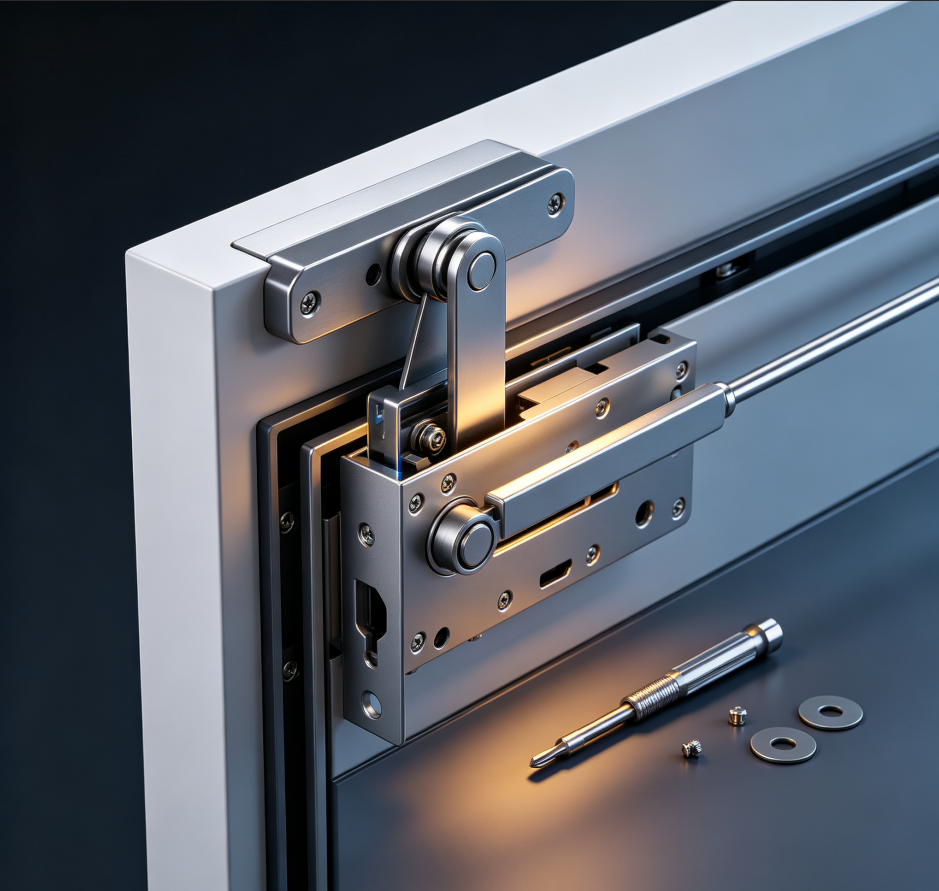 Adjustment service for door closer and lock body linkage - Image 2